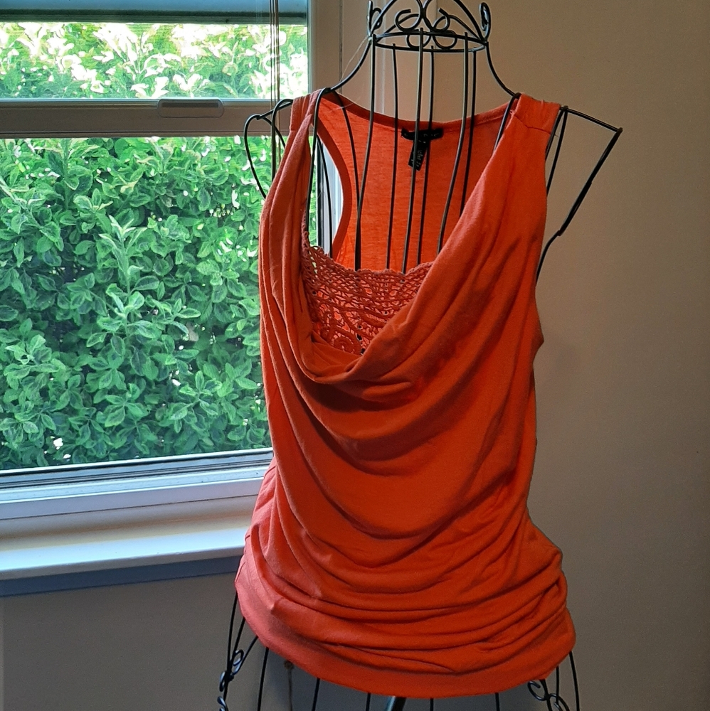 Orange sleeveless blouse